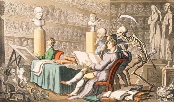 "Time and Death their Thoughts Impart/On Works of Learning and of Art" a Thomas Rowlandson