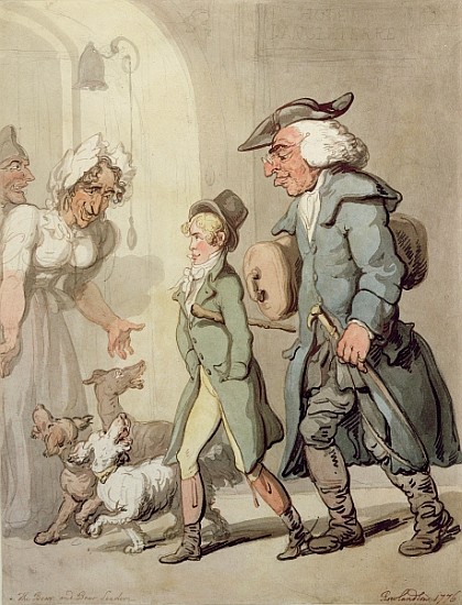 The Bear and Bear Leader - passing the Hotel d''Angleterre a Thomas Rowlandson
