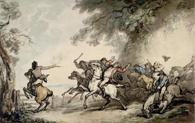 The Chase of the Highwayman, c.1790 (pen, ink, w/c and pencil on paper) a Thomas Rowlandson