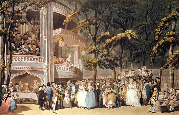 Vauxhall Gardens from Ackermann's 'Microcosm of London' a Thomas Rowlandson