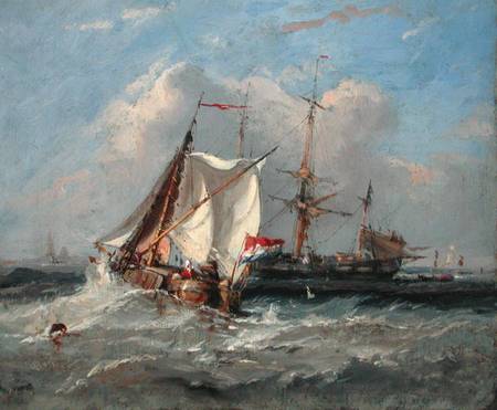 A Dutch Smalschip in a Strong Breeze a Thomas Sewell Robins
