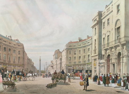 Regent Street, Looking Towards the Duke of York's Column, from 'London As It Is', engraved and pub. a Thomas Shotter Boys