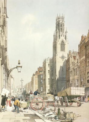 St. Dunstan's, Fleet Street, from 'London As It Is', engraved and pub. by the artist, 1842 (colour l a Thomas Shotter Boys