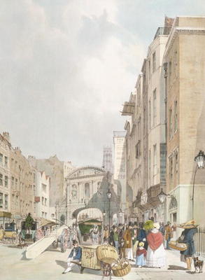 Temple Bar, from the Strand, from 'London As It Is', engraved and pub. by the artist, 1842 (colour l a Thomas Shotter Boys