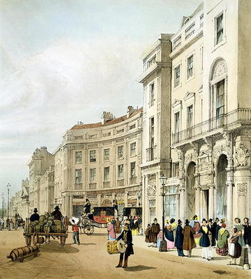 Western side of John Nash's extended Regent Circus (detail) from 'London As It Is', engraved and pub a Thomas Shotter Boys