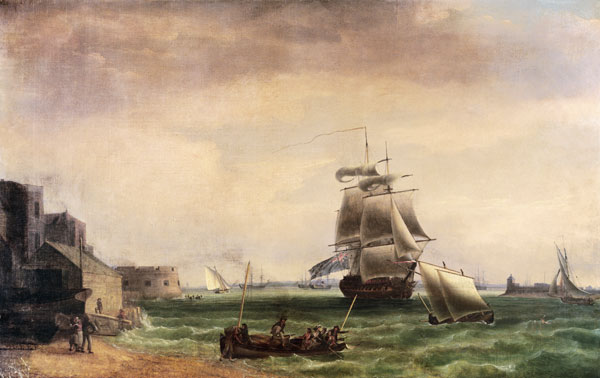Men-O'-War and Small Craft at Portsmouth Harbour a Thomas Whitcombe