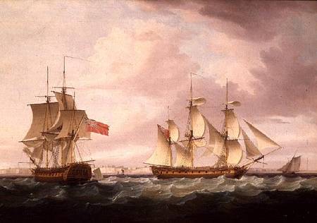 British Frigates off Dover a Thomas Whitcombe