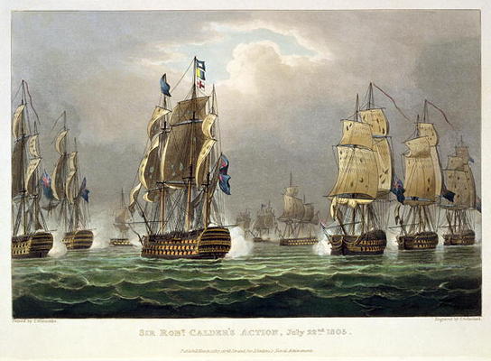 Sir Robert Calder's Action, July 22nd 1805, engraved by Thomas Sutherland for J. Jenkins's 'Naval Ac a Thomas Whitcombe
