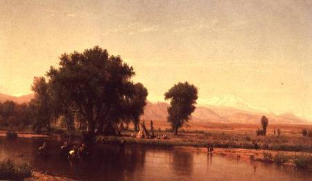 Crossing the Ford, Platte River, Colorado a Thomas Worthington Whittredge