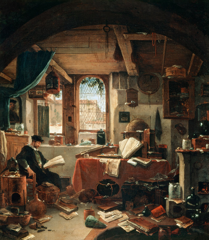 An Alchemist in his Laboratory a Thomas Wyck