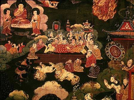 Parinirvana, from 'The Life of Buddha Sakyamuni' a Tibetan Art