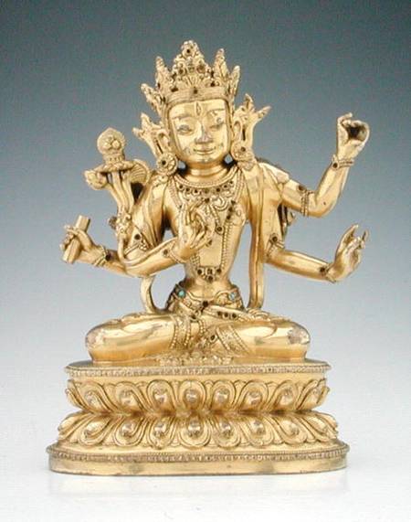 Statuette of a goddess (gilt copper alloy & gems) a Tibetan Art