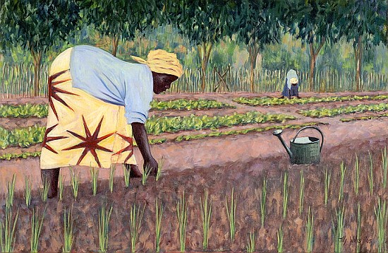 Planting Onions, 2005 (oil on canvas)  a Tilly  Willis