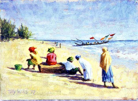 The Beach at Abene, Senegal, 1997 (oil on canvas)  a Tilly  Willis