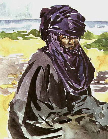 Tuareg Tribesman, 1991 (w/c on paper)  a Tilly  Willis