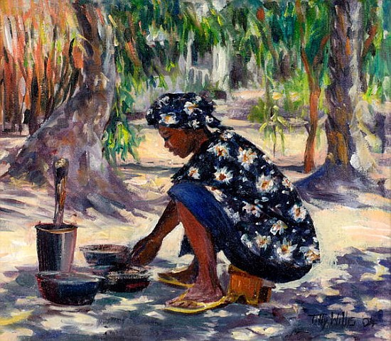 Woman Cooking, 2004 (oil on canvas)  a Tilly  Willis