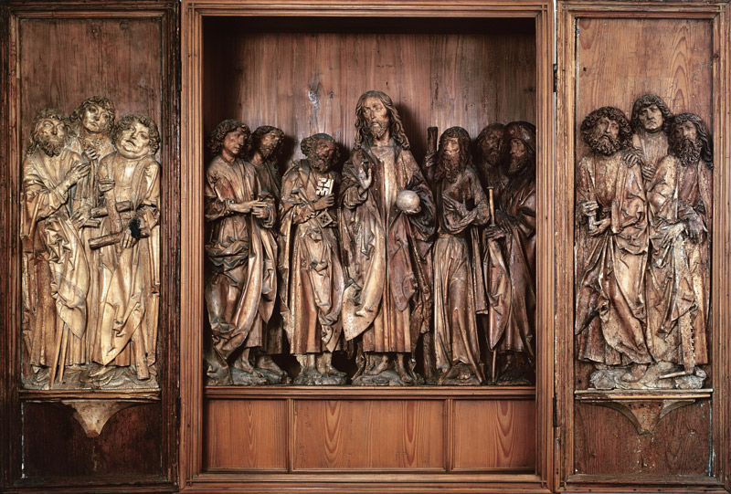 Windsheim Triptych depicting Christ with the twelve apostles a Tilman Riemenschneider
