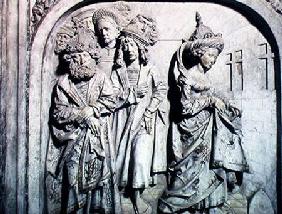 Tomb of Henri II (973-1024) and his wife Kunigunde, detail of Kunigunde's trial by fire on suspicion