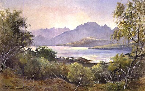 The Cuillins from Tokavaig, Skye, 1992 (w/c)  a Tim  Scott Bolton