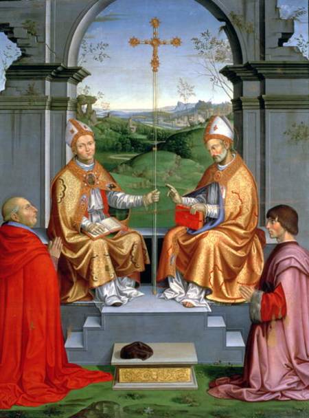 St. Thomas a Becket and St. Martin of Tours with Archbishop Giovanni Pietro Arrivabene and Guidobald a Timoteo Viti