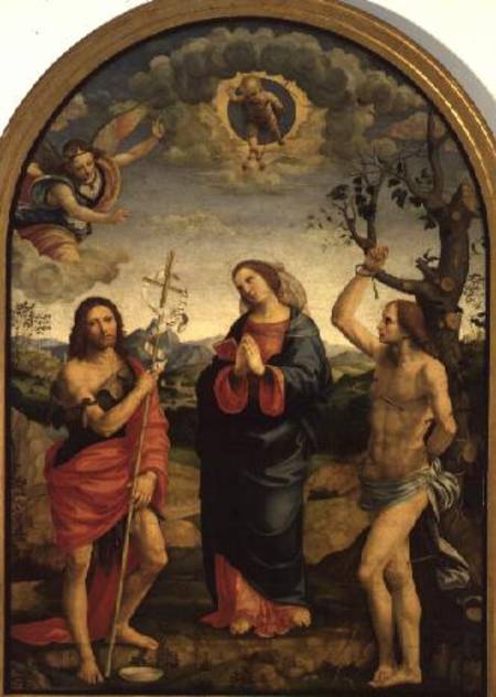 The Virgin with Saints Sebastian and John the Baptist (altarpiece) a Timoteo Viti