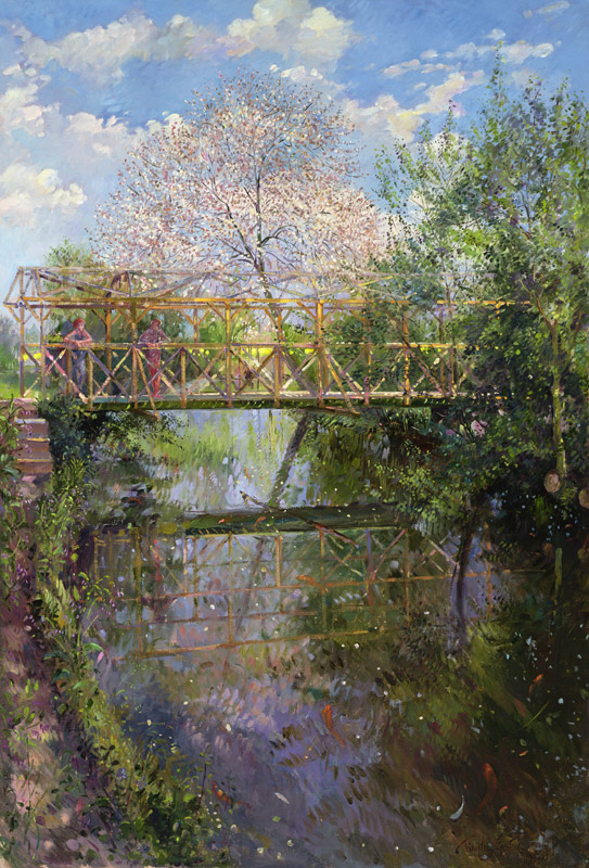 Flowering Cherry and Trellis Bridge  a Timothy  Easton