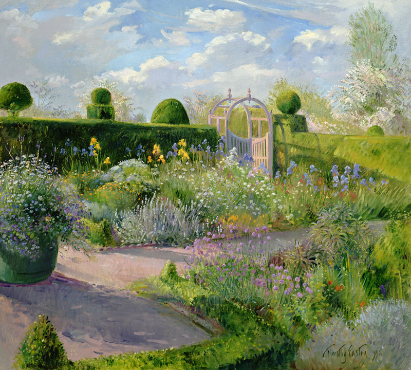 Irises in the Herb Garden, 1995 (oil on canvas)  a Timothy  Easton