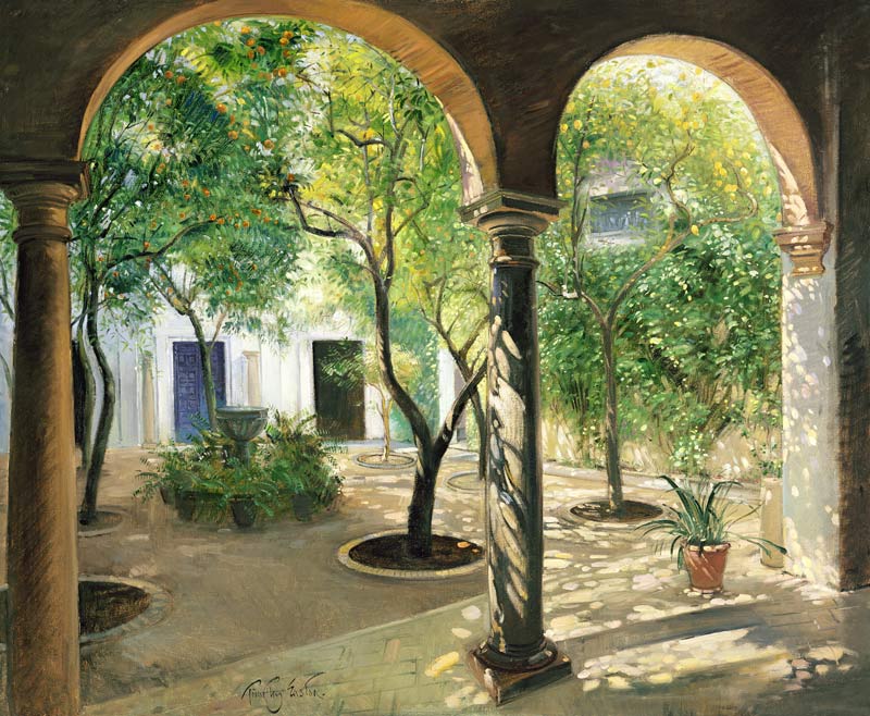 Shaded Courtyard, Vianna Palace, Cordoba (oil on canvas)  a Timothy  Easton
