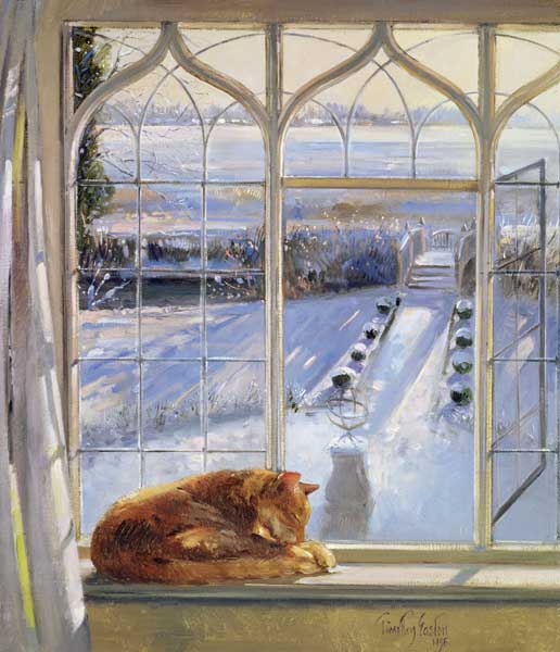 Sundial and Cat (oil on canvas)  a Timothy  Easton