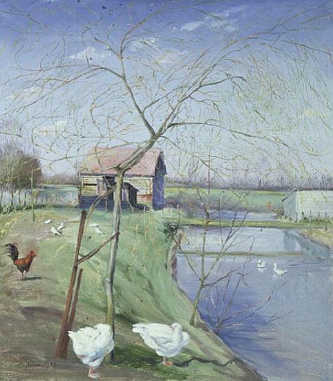Geese and Young Willow, 1989  a Timothy  Easton