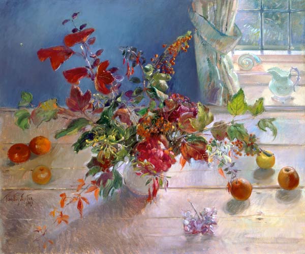 Honeysuckle and Berries, 1993 (oil on canvas)  a Timothy  Easton