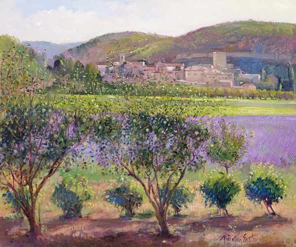 Lavender Seen Through Quince Trees, Monclus (oil on canvas)  a Timothy  Easton