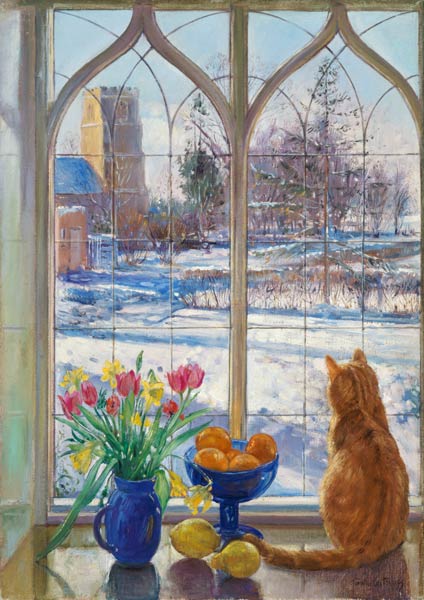 Snow Shadows and Cat  a Timothy  Easton