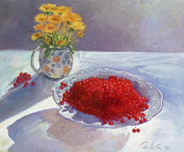 Still Life with Redcurrants and Marigolds, 1991  a Timothy  Easton