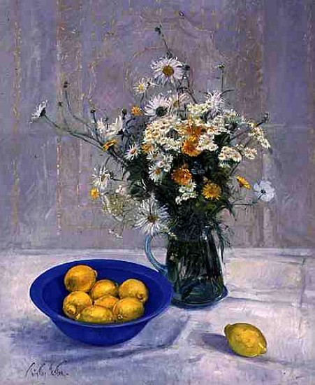 Summer Daisies and Lemons, 1990 (oil on canvas)  a Timothy  Easton