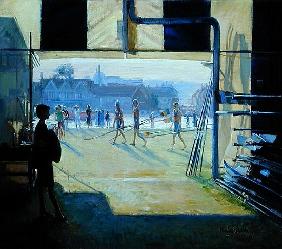 Passing the Boat Tent, Henley, 1993 (oil on canvas) 