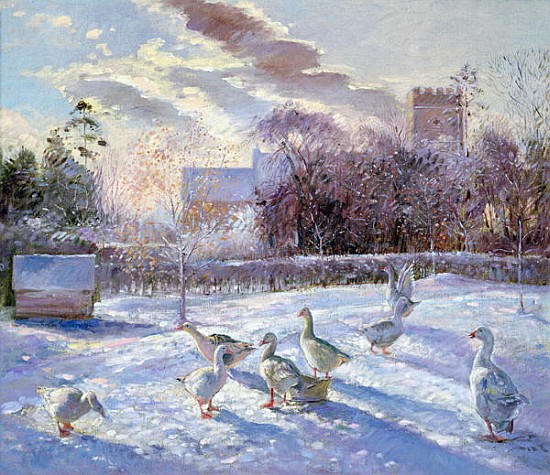 Winter Geese in Church Meadow (oil on canvas)  a Timothy  Easton