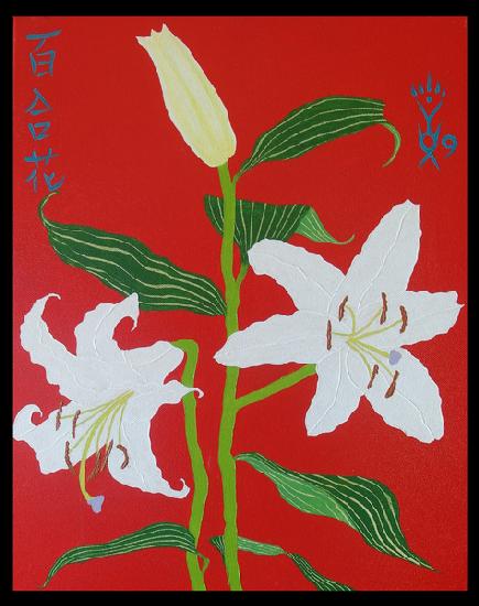 White lily on a red background no.2