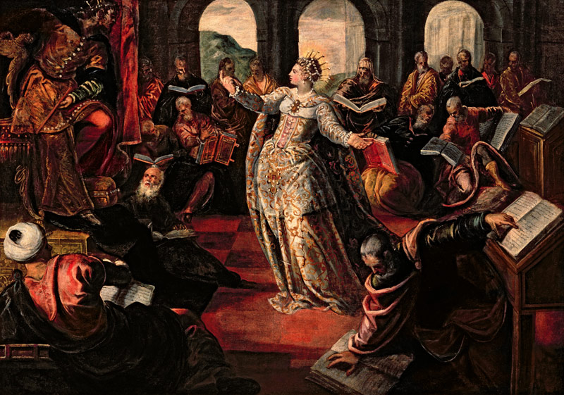 The dispute of Catherine of Alexandria with the philosophers a Tintoretto (alias Jacopo Robusti)