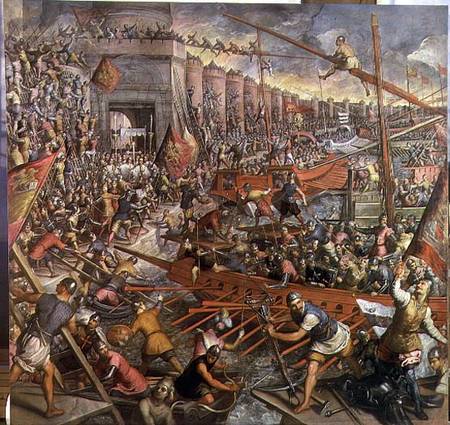 The Capture of Constantinople in 1204 a Tintoretto (alias Jacopo Robusti)