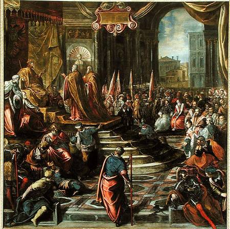 The Envoy of Pope Alexander III and Doge Sebastiano Ziani attempt to make peace with Emperor Frederi a Tintoretto (alias Jacopo Robusti)
