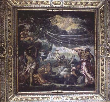 The Fall of Manna (ceiling painting) a Tintoretto (alias Jacopo Robusti)