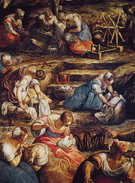 The Miraculous Fall of Manna, detail of women working a Tintoretto (alias Jacopo Robusti)