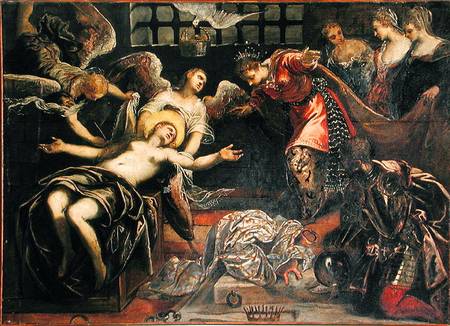 Saint Catherine of Alexandria receives a visit from the empress while in prison a Tintoretto (alias Jacopo Robusti)