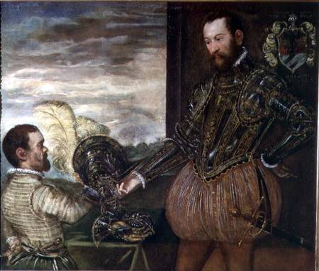 Scipio Clusone with a dwarf valet a Tintoretto (alias Jacopo Robusti)