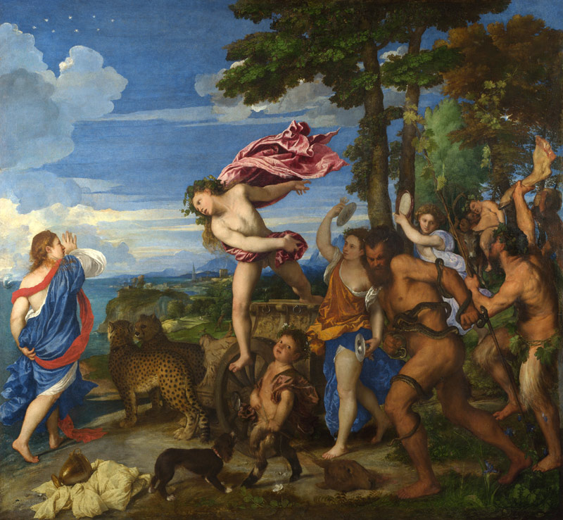 Bacchus and Ariadne, 1520-23 (pre-restoration) (detail of 273110) a Tiziano (alias Tiziano Vercellio)