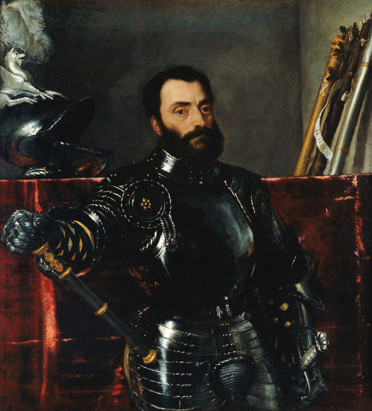Bildnis des Francesco Maria della Rovere in Rüstung a Tiziano (alias Tiziano Vercellio)