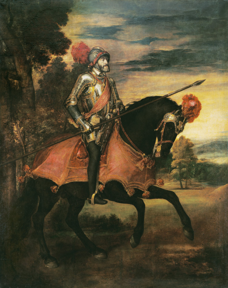 Equestrian Portrait of Charles V a Tiziano (alias Tiziano Vercellio)