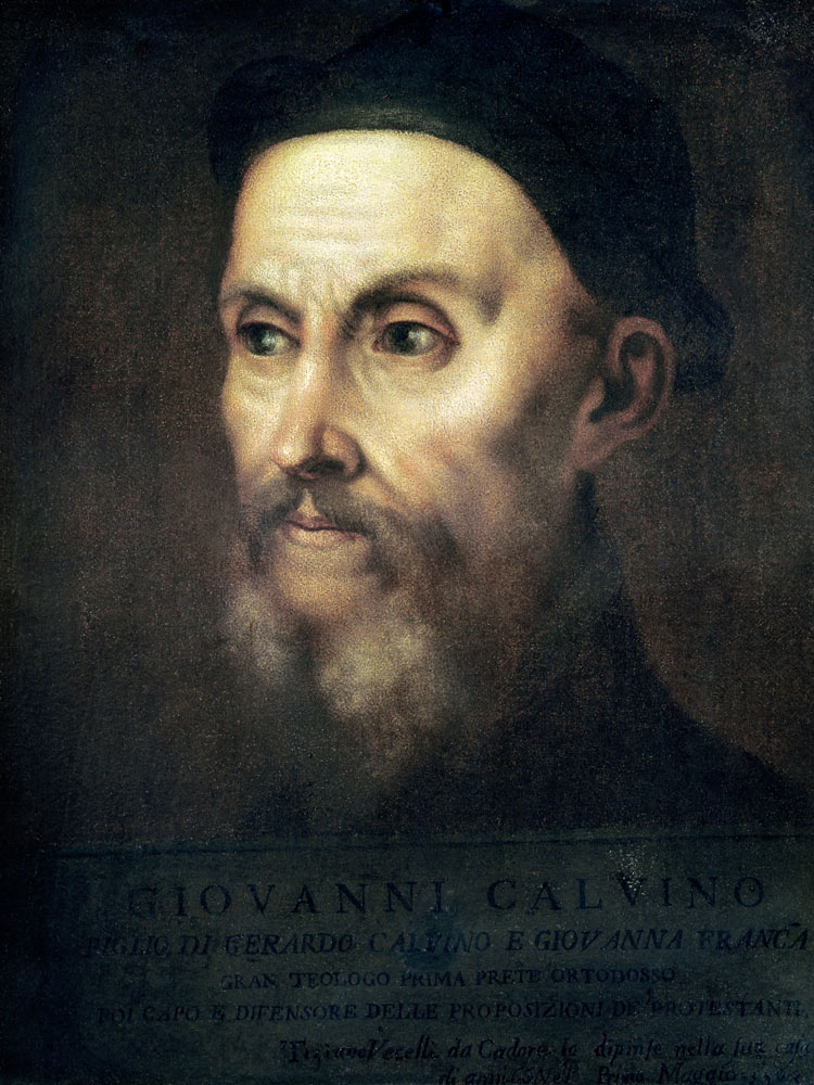 Portrait of John Calvin (1509-64) a Tiziano (alias Tiziano Vercellio)