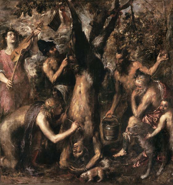 Apollo punishes Marsyas. a Tiziano (alias Tiziano Vercellio)